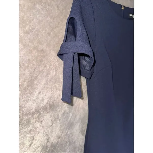 Karl Lagerfeld Navy Knee Length Short Sleeve Cocktail Dress Size 2 757 - Image 3