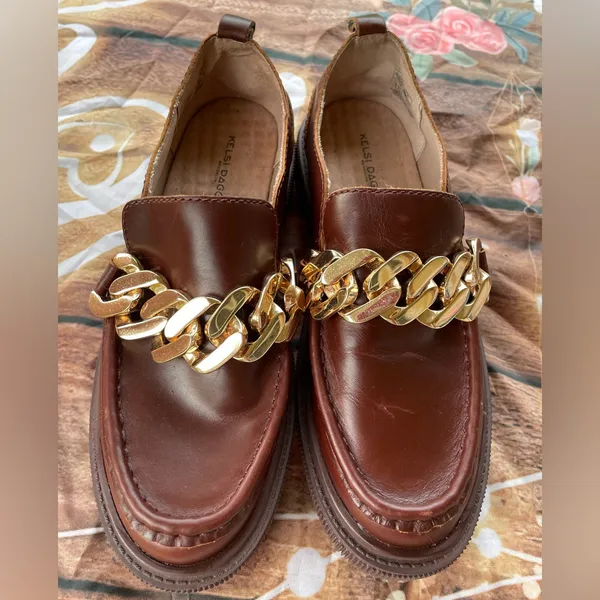 Kelsi Dagger Brown Loafers with Gold Accent - Image 2