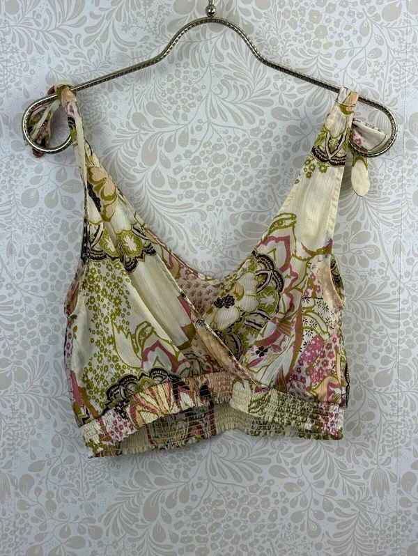 Free People Intimately Cream Weekend In Montauk Deep V-Neck Crop Top - Size - XS - Image 3