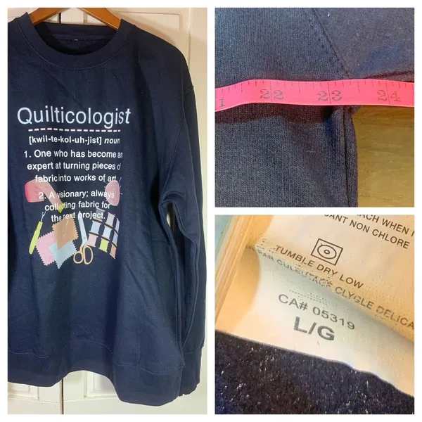 Quilticologist Sweatshirt Womens‎ Large Quilter Granny Cottagecore Comfy - Image 2