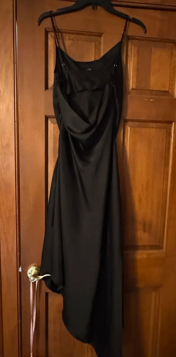Forever 21 Black Satin Cowl Neck Slip Dress - Image 3