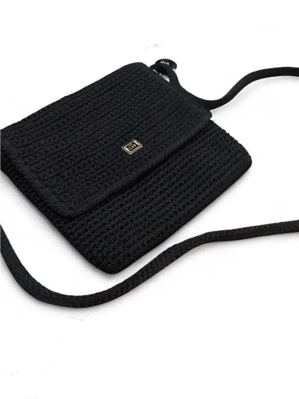 The Sak Black Crochet Crossbody Bag Festival Boho Casual Classic - Image 2