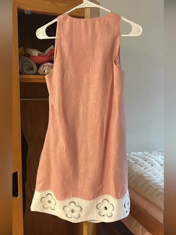 STAUD Light Pink Linen Mini Dress - Image 5