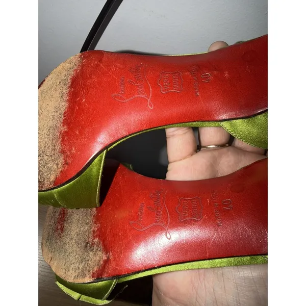 Christian‎ Louboutin Satin Open Toe Red Sole Pump Sz 40 - Image 2