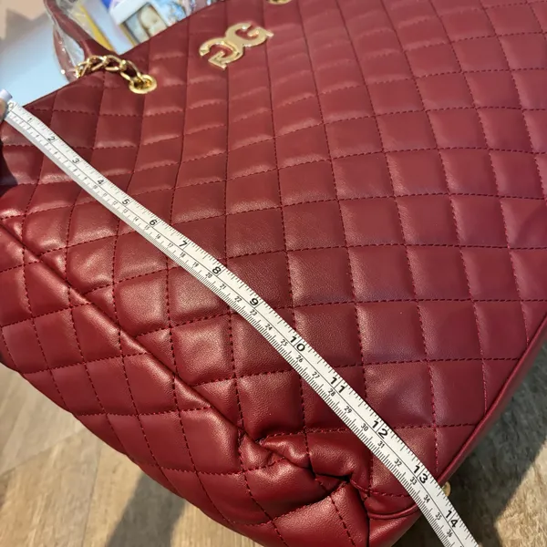 Gilda Paris large quilted tote bag in a wine color NWT $199 - Image 7