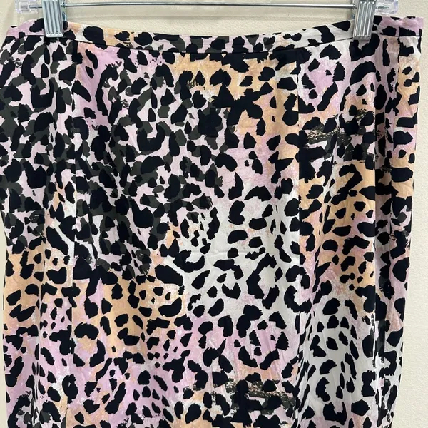 Veronica Beard Diane Stretch‎ Silk Leopard Print Midi Slip Skirt Lilac Multi 10 - Image 5