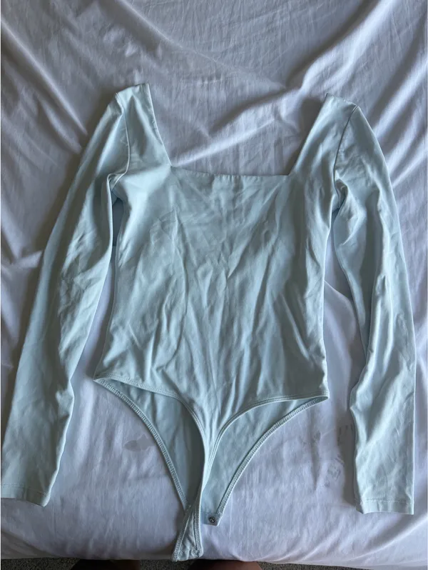 light blue aritzia long sleeve square neck bodysuit - Image 2