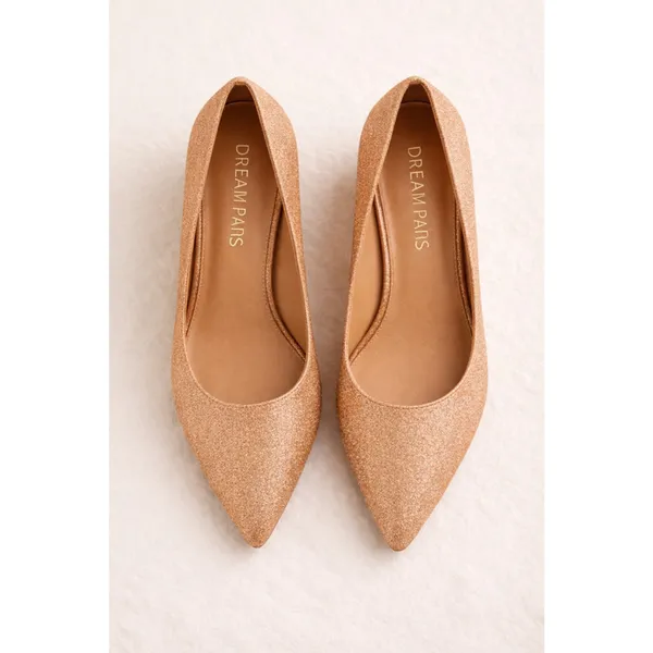 Dream Paris Rose Gold‎ Glitter Block Heels – Size 8 - Image 3