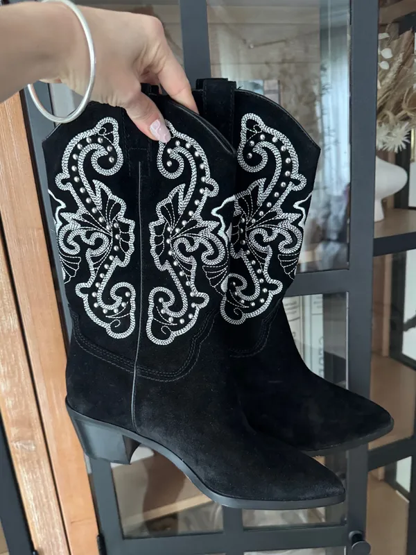 New Dolce Vita Suede cowboy boots Sula Shoes Western embellished pointed heel - Image 3