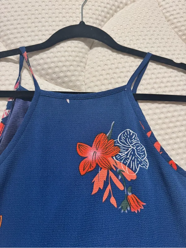 Women’s Navy Floral Tank Dress - Image 4
