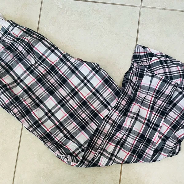 Victoria's Secret Flannel Plaid Pajamas - Black, White, Pink - Image 5