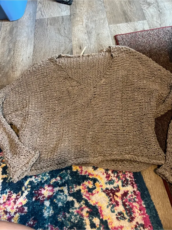 Free people Cozy V-Neck Knit Sweater in Taupe - Image 4