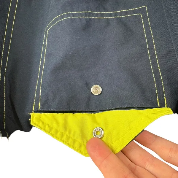 Nike Navy Blue‎ Yellow Trim Elastic Waist Cropped High Rise Track Pants Size L - Image 3