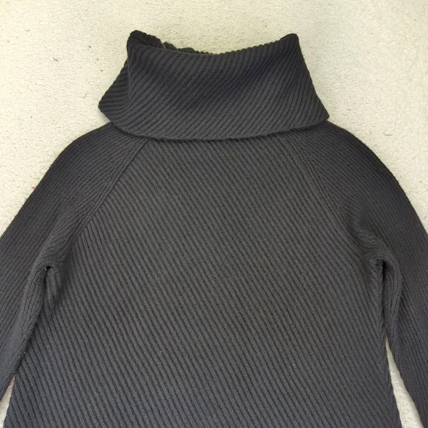 Talbots Womens L Black Sweater Ribbed Knit‎ Asymmetric Zip Funnel Neck Pullover - Image 5