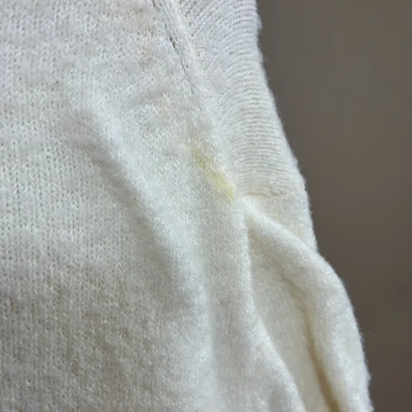 Madewell merino wool alpaca blend cream knit cardigan women's size small STAIN - Image 9