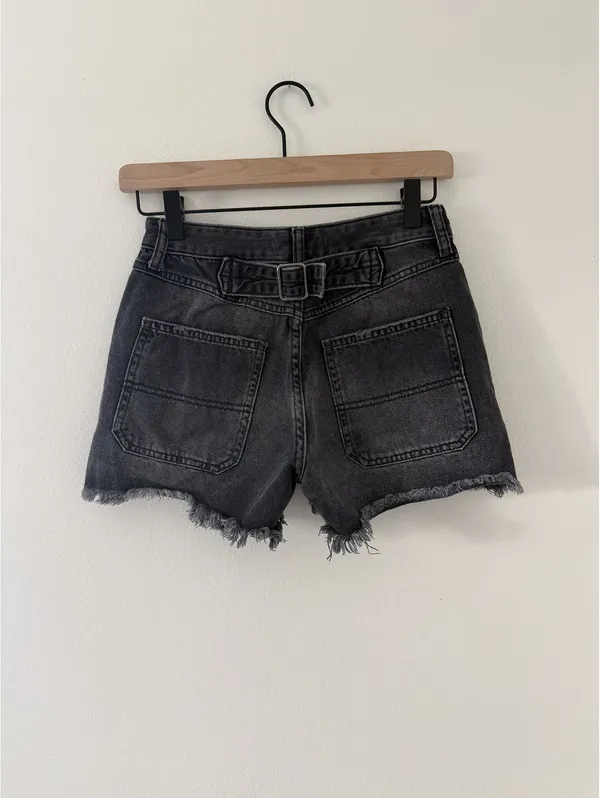 Free People Whimsigoth Jesse Carpenter Washed Black Denim Cotton Shorts 24 - Image 11