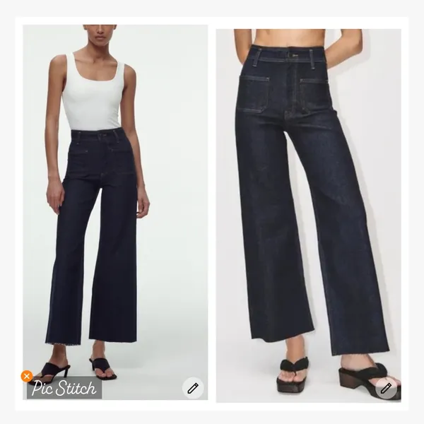 Zara Marine Straight Patch Pocket High Rise Jeans - Image 3