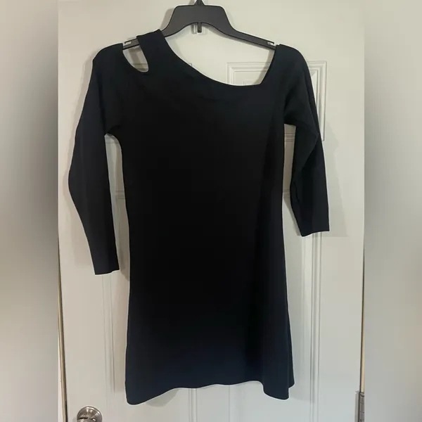 Abercrombie And Fitch Black Cutout Mini Dress Large Asymmetrical Minimalist - Image 6