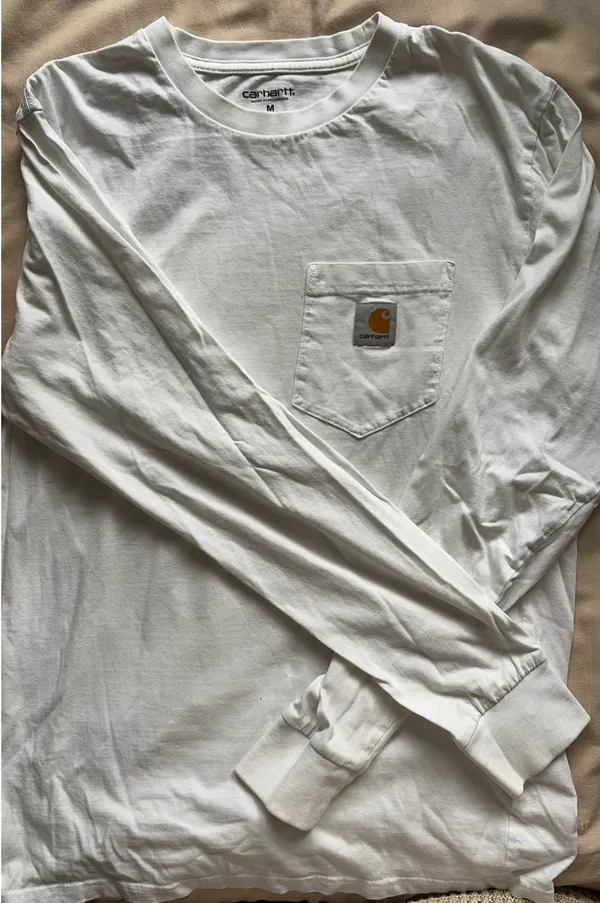 White Carhartt Long Sleeve T-Shirt - Image 2