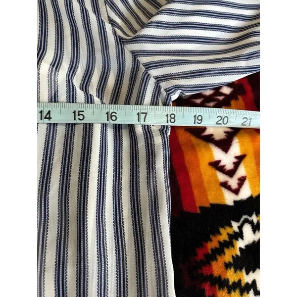 Covington Essentials Blue/White Stripe Long Tab Sl Button Up Blouse W/Tank Small - Image 7
