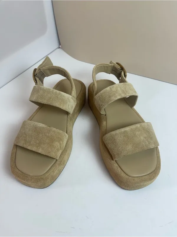 Steve Madden BARONI Natural Suede Leather Platform Sandals Beige Sz 7 Minimalist - Image 10