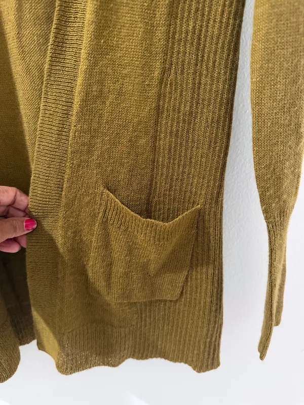J crew mustard open front pocket knit cardigan  - Image 3