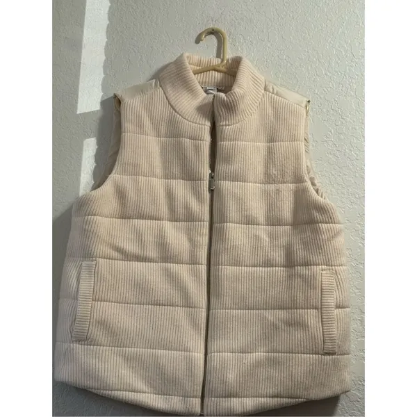 CHICO'S Luxe Ribbed-knit Puffer Vest In English Cream sweater 3 - Image 2