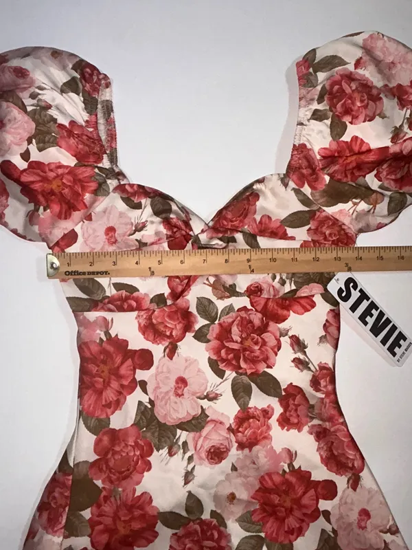 Stevie by Steve Madden Floral Puff Sleeve Mini Dress XS Rose Print - Image 6