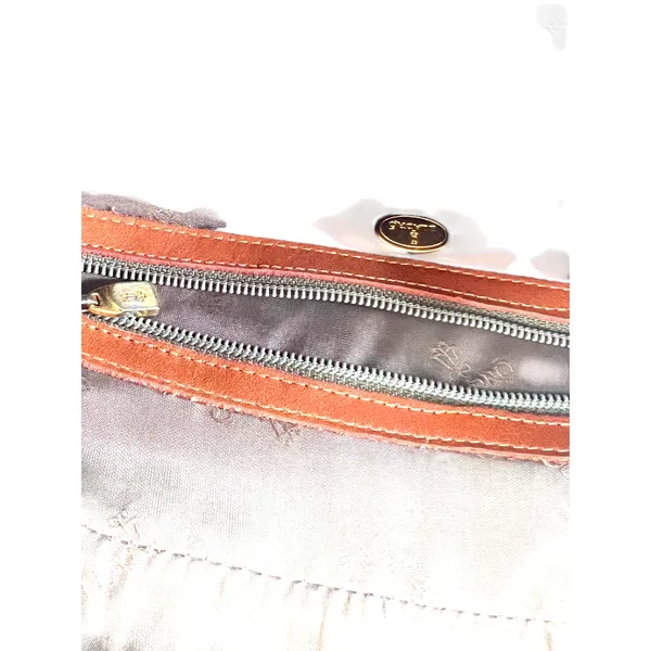 Vintage 90's Lladro purse Bag Shoulder Crossbody Woven Leather Brown Brass - Image 7