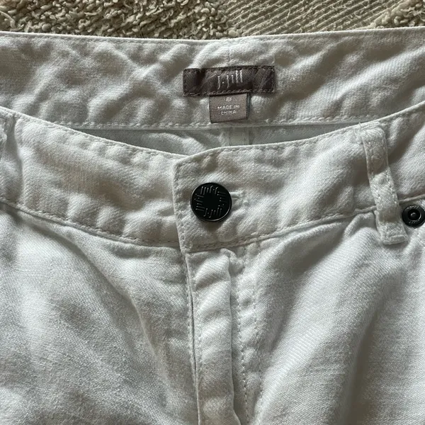 J. Jill Women's White Linen Shorts Cuffed Relaxed Beach Summer Coastal 8 - Image 3