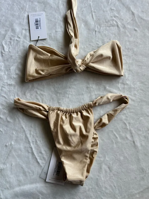Outcast Clothing Porto Bandeau Top & Porto Bikini Bottoms Gold Shimmer - Image 10