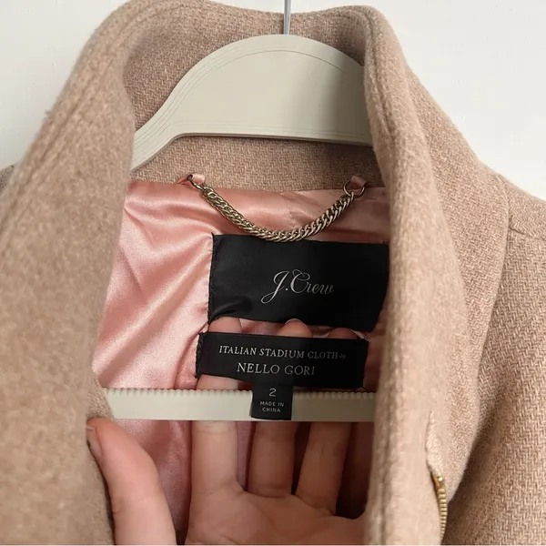 J Crew • Stadium Cloth Cocoon coat tan wool Nello Gori Heather Sandstone zip - Image 7