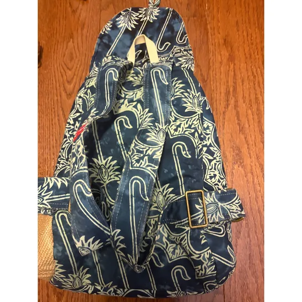Taaluma Totes Backpack Boho Blue Batik Straw Accent Drawstring Toggle‎ OS - Image 6