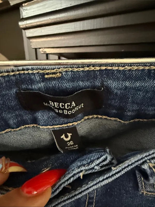 True Religion Women's Mid-Blue Bootcut Jeans with Cuffed Hem - Image 2