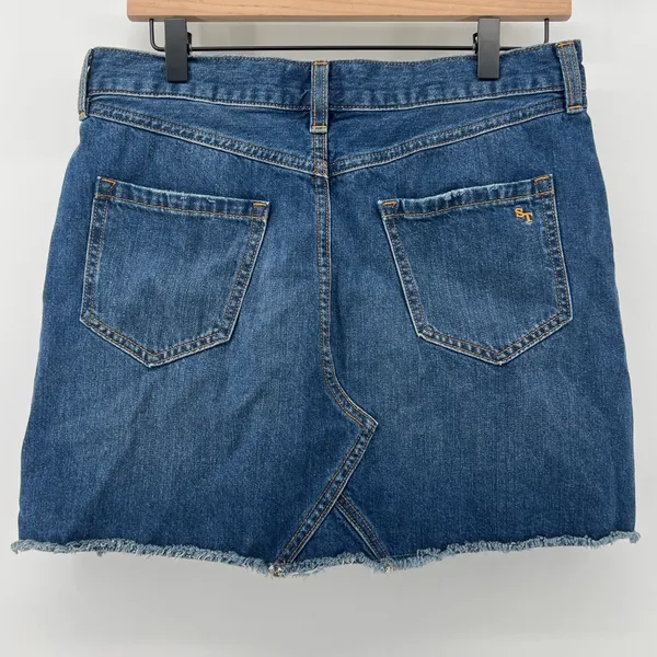 Southern Tide Women 28 Raw Hem Denim Jean Mini Skirt Medium Wash‎ Y2K Preppy - Image 2