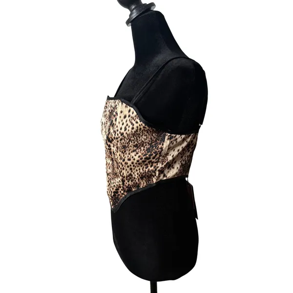 PLT Leopard Animal Print‎ Corset Top Brown Size 4 y2k Statement Maximalist NEW - Image 8