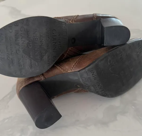 gianni bini brown genuine leather ankle boots - Image 4