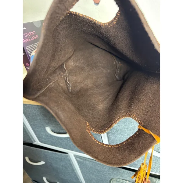 Johnny Was x Half United Leather Bucket Bag Stitch Detail Boho Dark Brown - Image 5