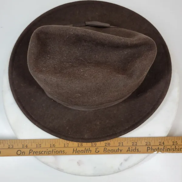 Indiana Jones Brand Wool Hat Mens Small Brown Stylish Bow Ribbon Band 12" Fedora - Image 7