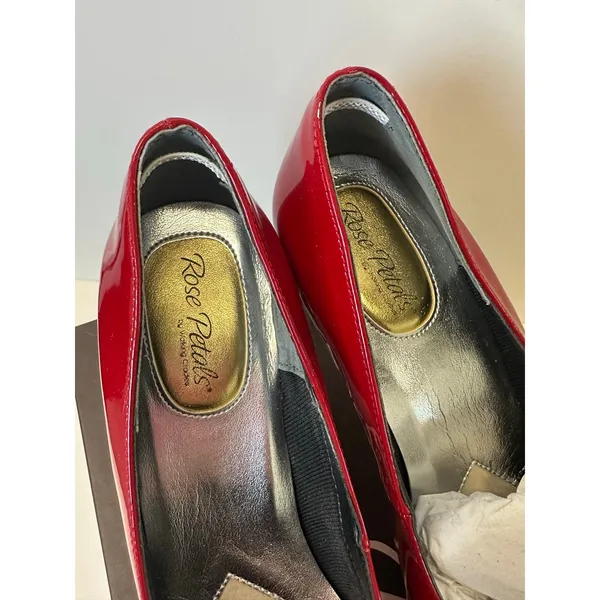 Rose Petals by Walking Cradles Prom Red Patent Peep Toe Heels Size 8.5 - Image 2