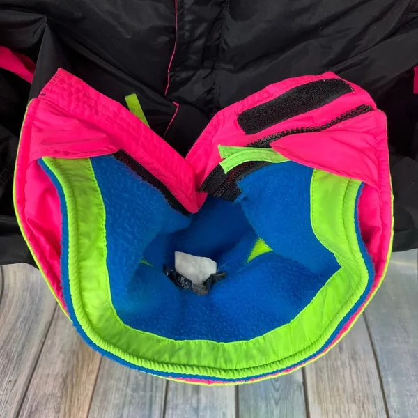 Columbia Vintage Ski Jacket 90s Large Neon Bugaboo Double Layer Coat Black Pink - Image 5