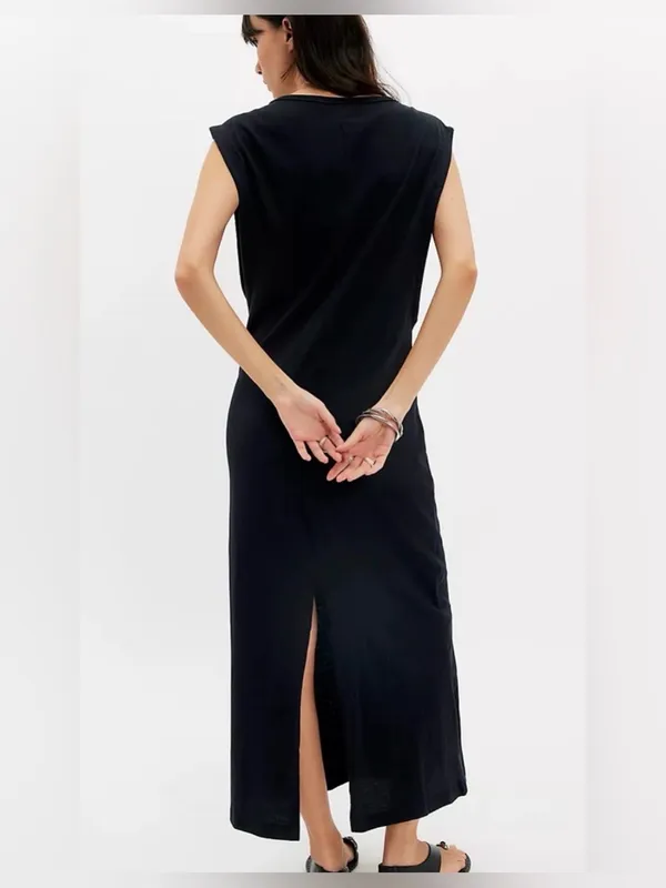 Free People free est NWT drift street cotton Jersey maxi dress $60 black - Image 3
