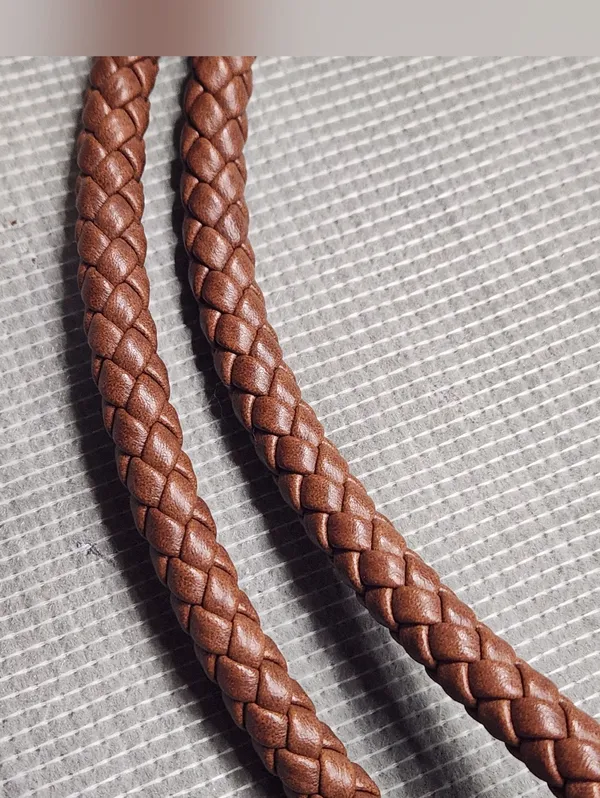 BUENO CognacBrown Shoulder Bag Western Embossed Braided Straps Accent Hardware - Image 8
