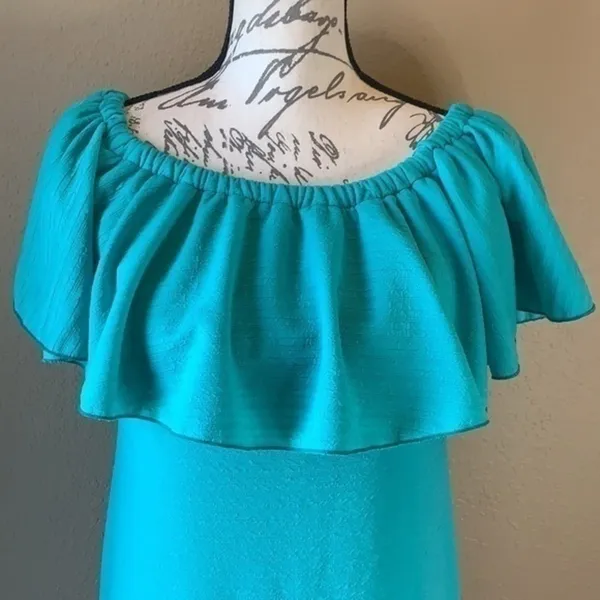 Lularoe Cici flounce ruffle stretch dress teal S - Image 3