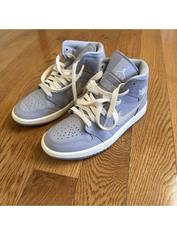 Size 6.5 US Women’s Nike Air Jordan 1 Mid Grey White CD7240-002 - Image 8
