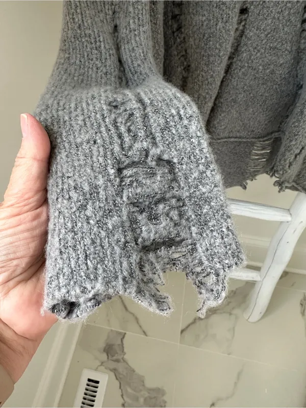RD Style Gray Distressed Crewneck Sweater Size Large - Image 5