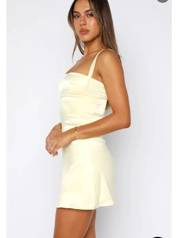 WHITE FOX Just A Girl Mini Dress Lemon, S - Image 3