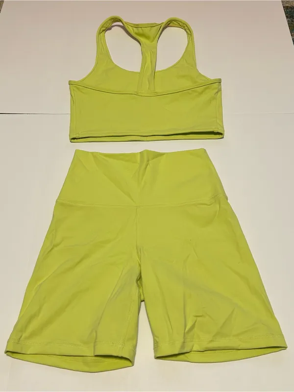 Bright Yellow Set Active SportBody Set Sports Bra Tank Top and Shorts Set - Image 6