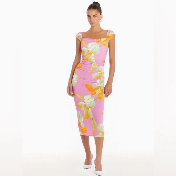 Amanda Uprichard Rebecca calypso Pink Floral Midi Dress XS - Image 2