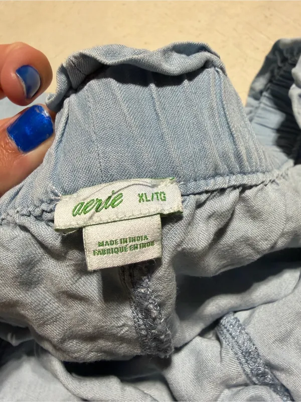Aerie Light Blue Women's belted Shorts XL - Image 5